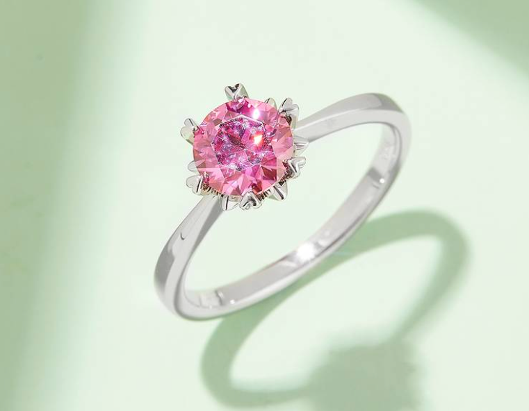 经典系列 0.5ct 莫桑钻 S925银 戒指 (金黄色/蓝色/粉色)M01C