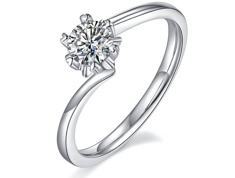 经典系列 0.5ct 莫桑钻 S925银 扭臂雪花戒指 M01D