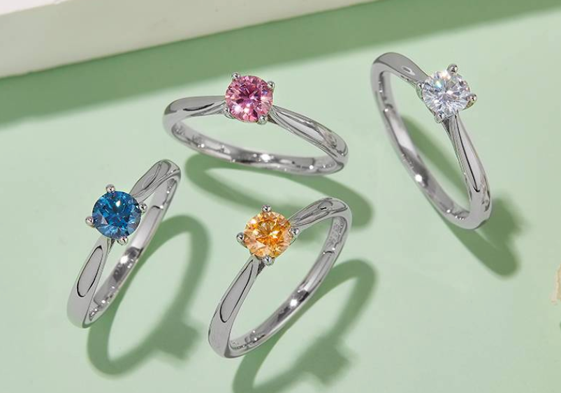 经典系列 0.5ct 莫桑钻 S925银 戒指 M02C (粉色/黄色莫/蓝色)