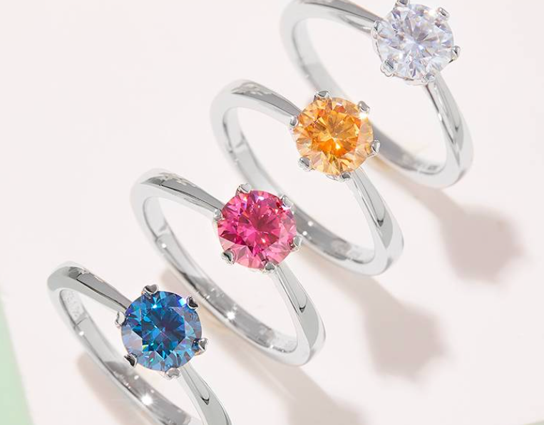 经典系列 1.0ct 莫桑钻 S925银 戒指 M03B (粉色/黄色莫/蓝色)