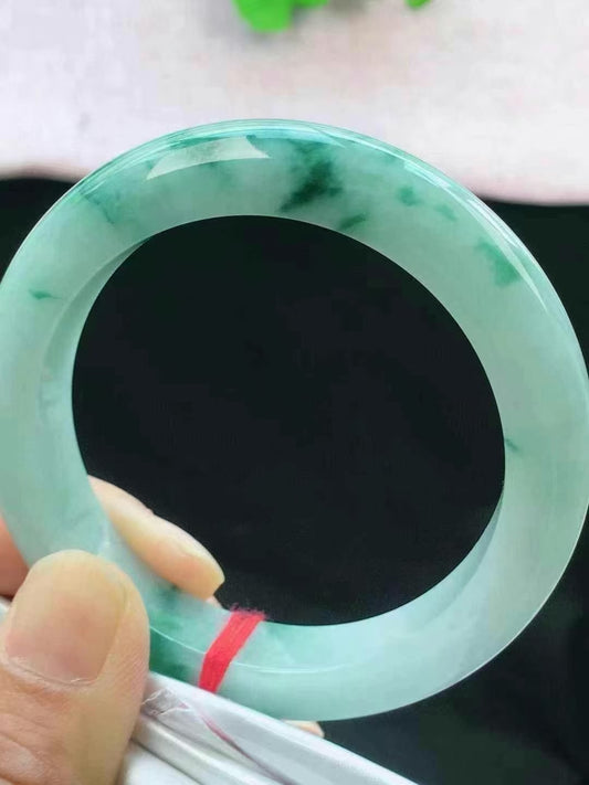 冰飘花正圈翡翠手镯 Glass Round Jade Bracelet