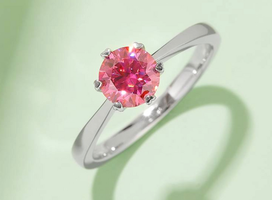 经典系列 1.0ct 莫桑钻 S925银 戒指 M03B (粉色/黄色莫/蓝色)